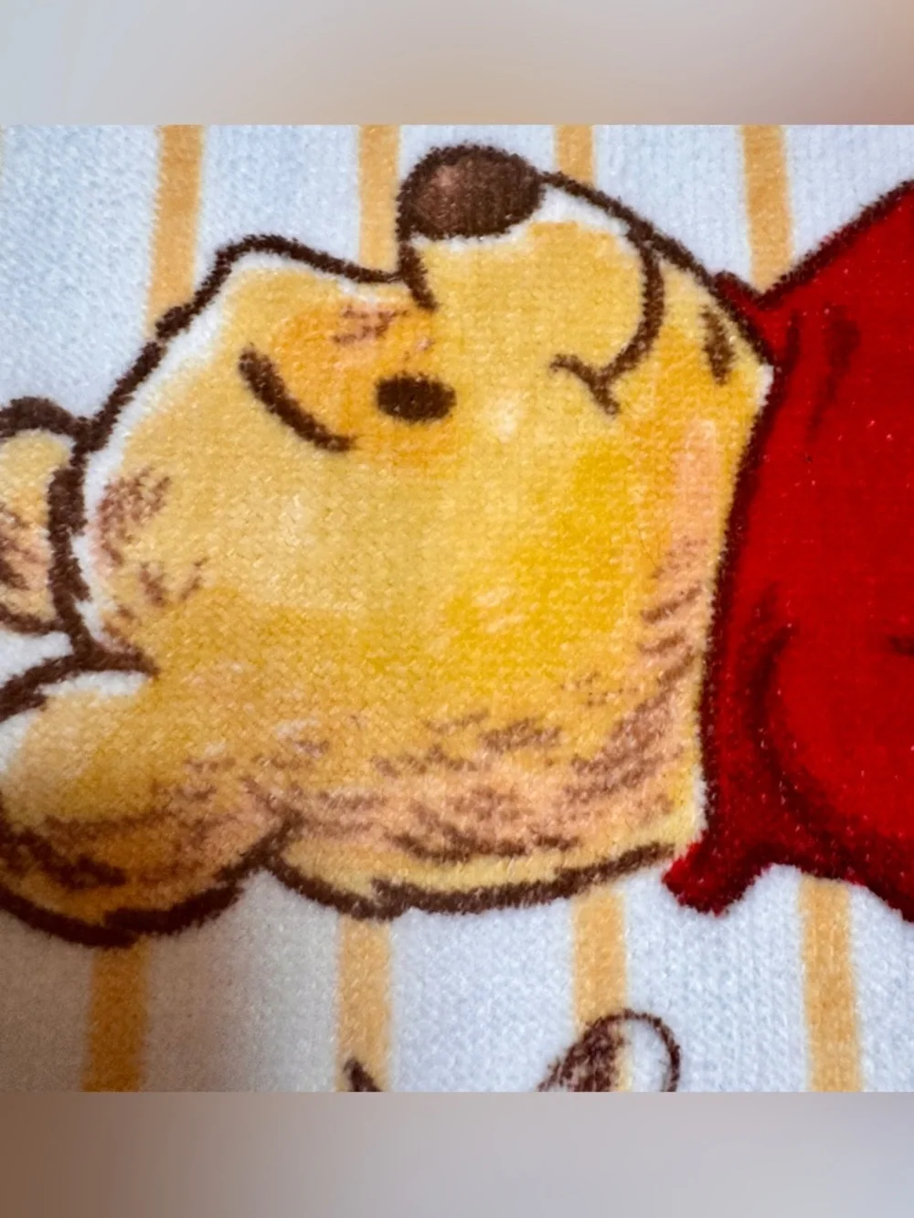 NWT Primark Disney Winnie the Pooh graphic bath towel. Yellow & white striped